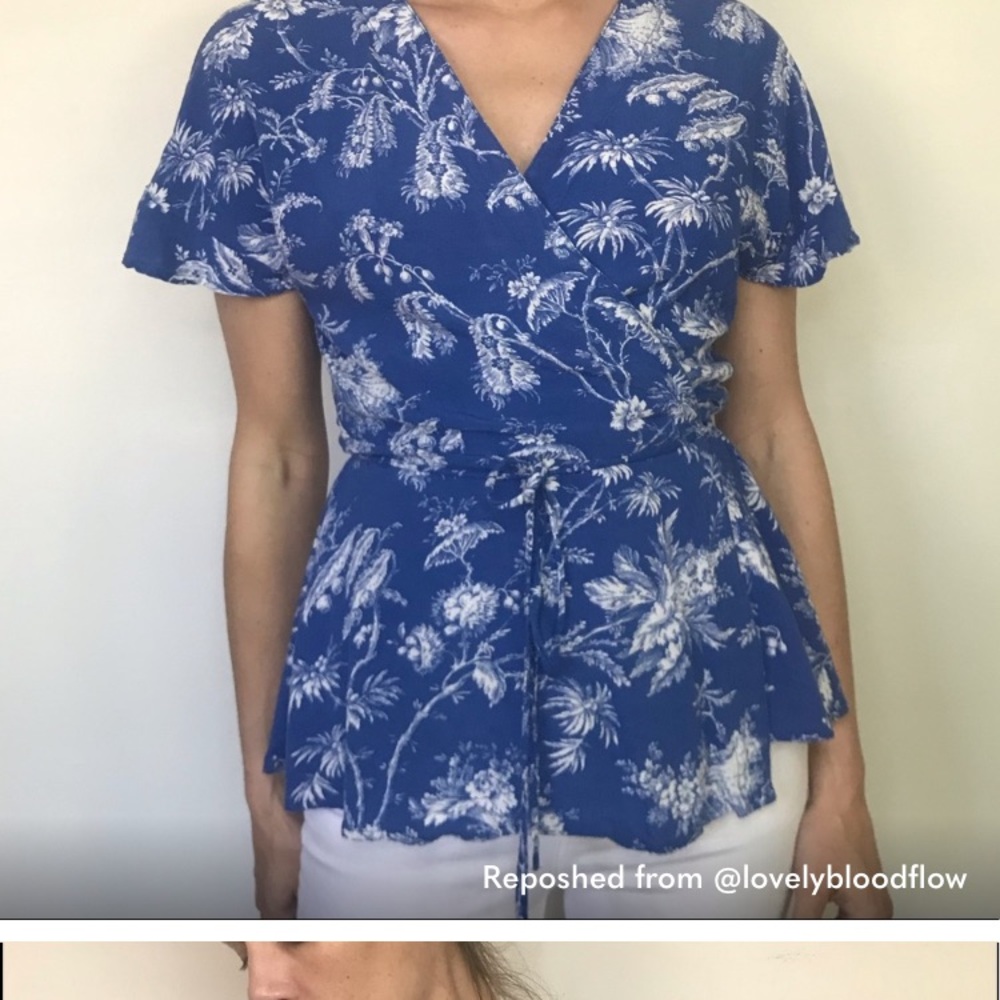 ANTHROPOLOGIE MAEVE Clarita Toile Floral Wrap Top